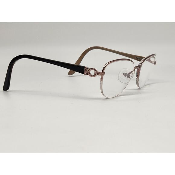 Italy Designer Light Pink Metal Half Rim Eyeglass Frames Only 53-17-135 main image 4